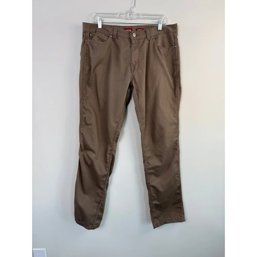 Salty Slim Fit Jeans Mens 36x32 Taupe Cotton Blend Five Pocket Casual Pants - Picture 1 of 4